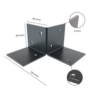 pergola floor bracket with labeled dimensions.
