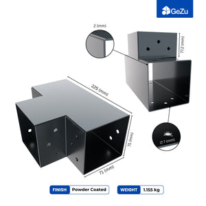 3-Way post connector T shape, pergola corner bracket - detail view 10