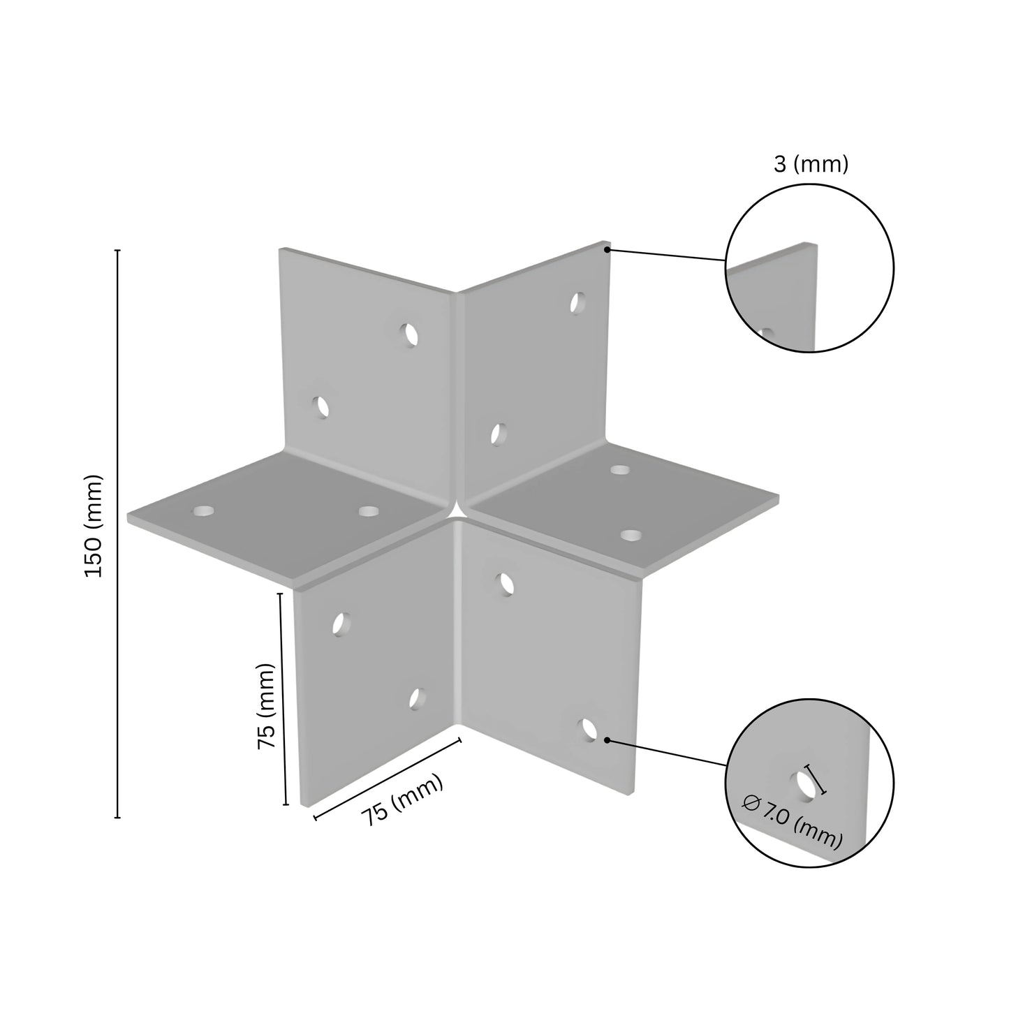 Pergola 3 Way Corner Bracket