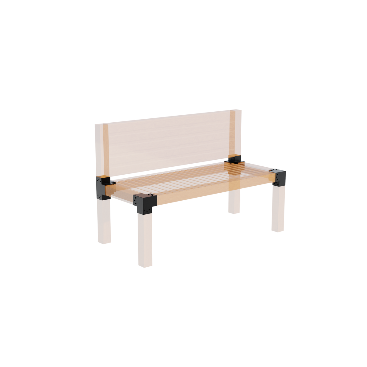 DIY garden bench frame kit with backrest - detail view