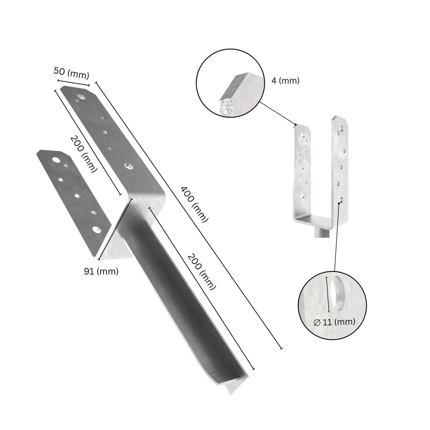 U shaped post support with T pin