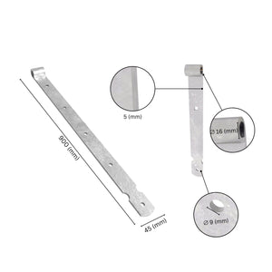 Gate band thumb hinge with labeled dimensions.