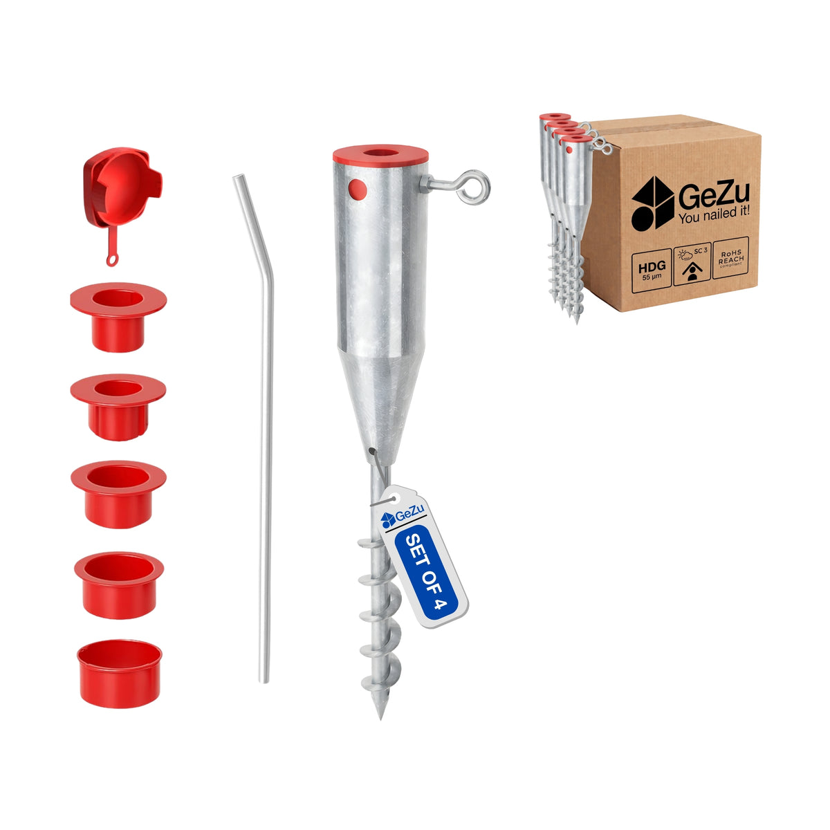 Parasol ground spike - 4-pack - Gezu Impex