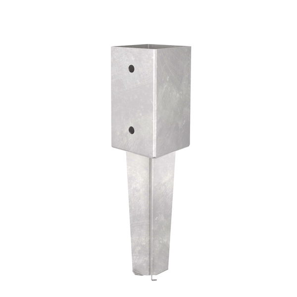 Concrete in post spike support with short fin