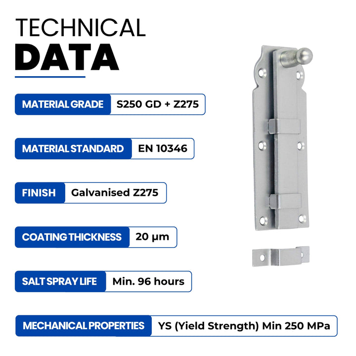 Flat door bolt