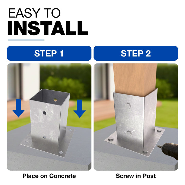 Square Bolt Down Post Support Base | Post Shoe