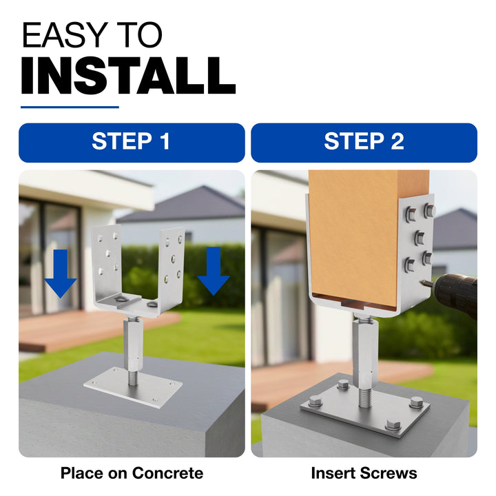 Bolt Down U Post Support Holder | Width & Hight Adjustable