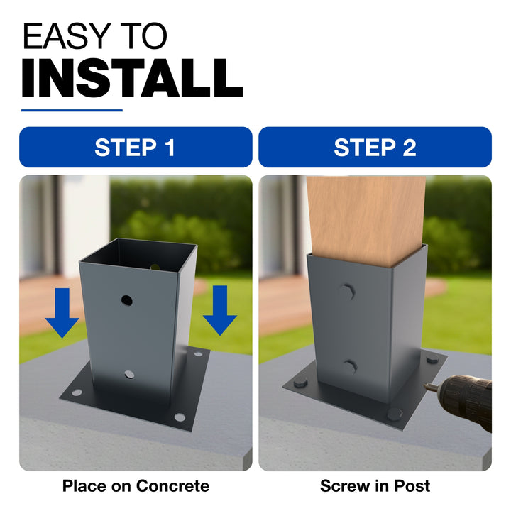 Square Bolt Down Post Support Base | Post Shoe