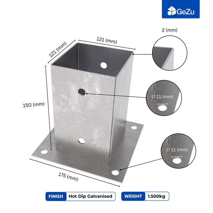 Square Bolt Down Post Support Base | Post Shoe
