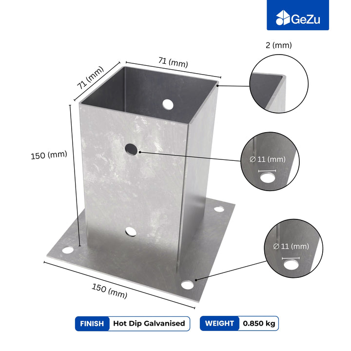 Square Bolt Down Post Support Base | Post Shoe
