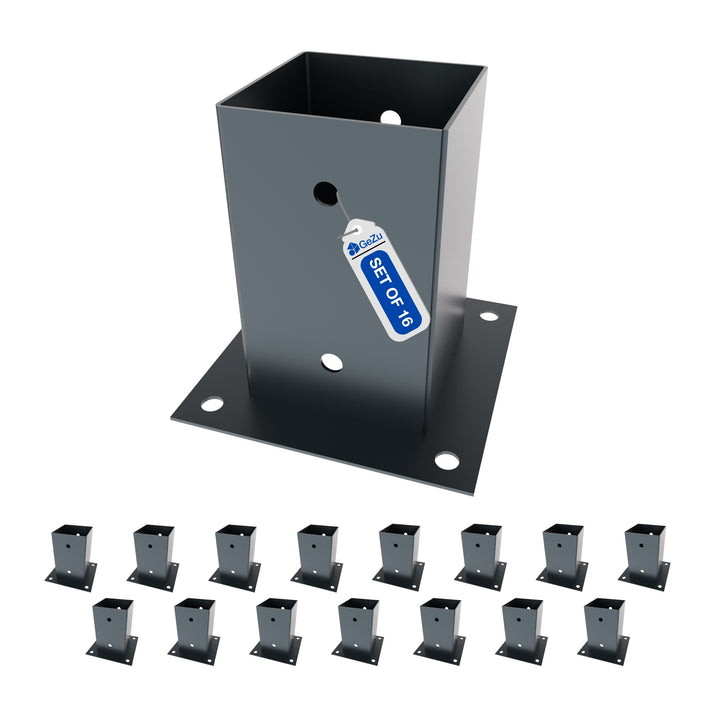Square Bolt Down Post Support Base | Post Shoe Bundle