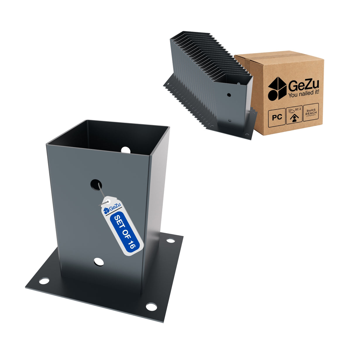 Square bolt down post support base bundle - detail view 11