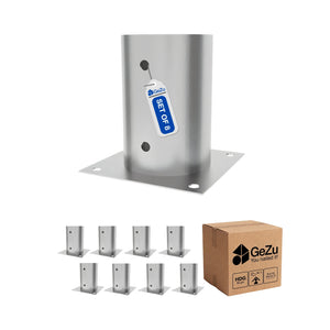 Round bolt-down post support base and post shoe - 101 x 150 mm - Gezu Impex