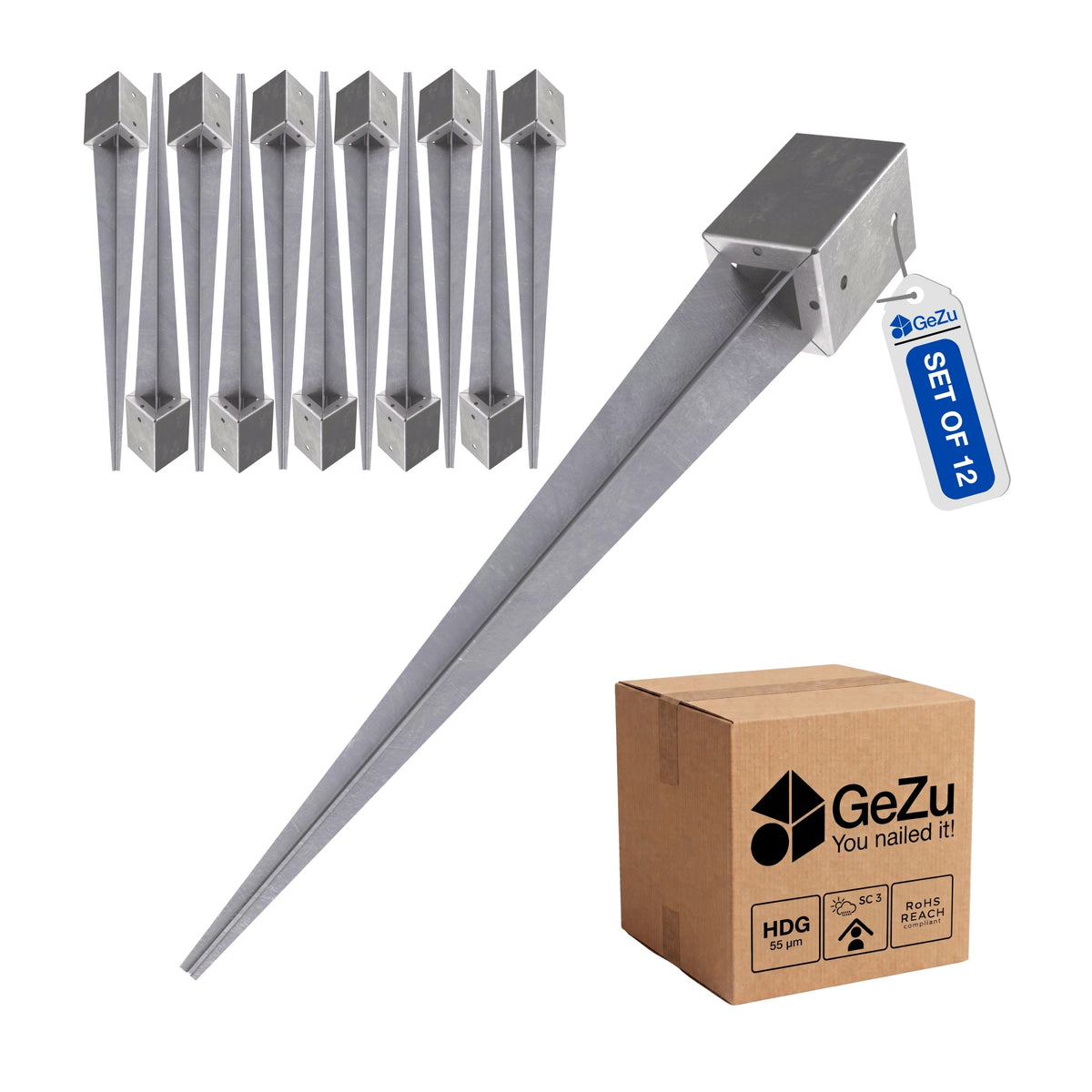 Fence post spike - 101 x 101 x 750 mm - Gezu Impex