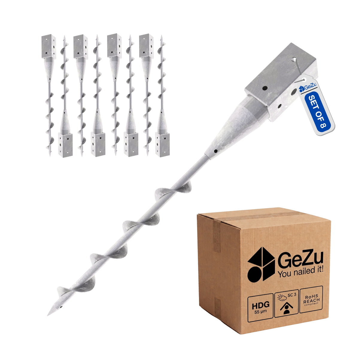 Ground screw - 71 x 71 x 650 mm - Gezu Impex