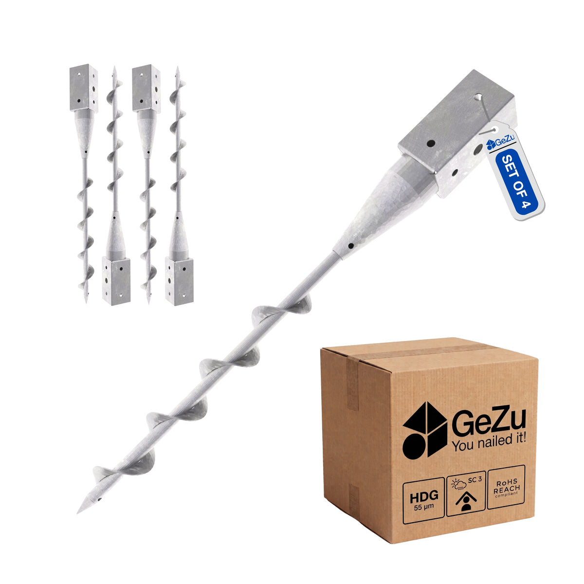 Ground screw - 71 x 71 x 650 mm - Gezu Impex