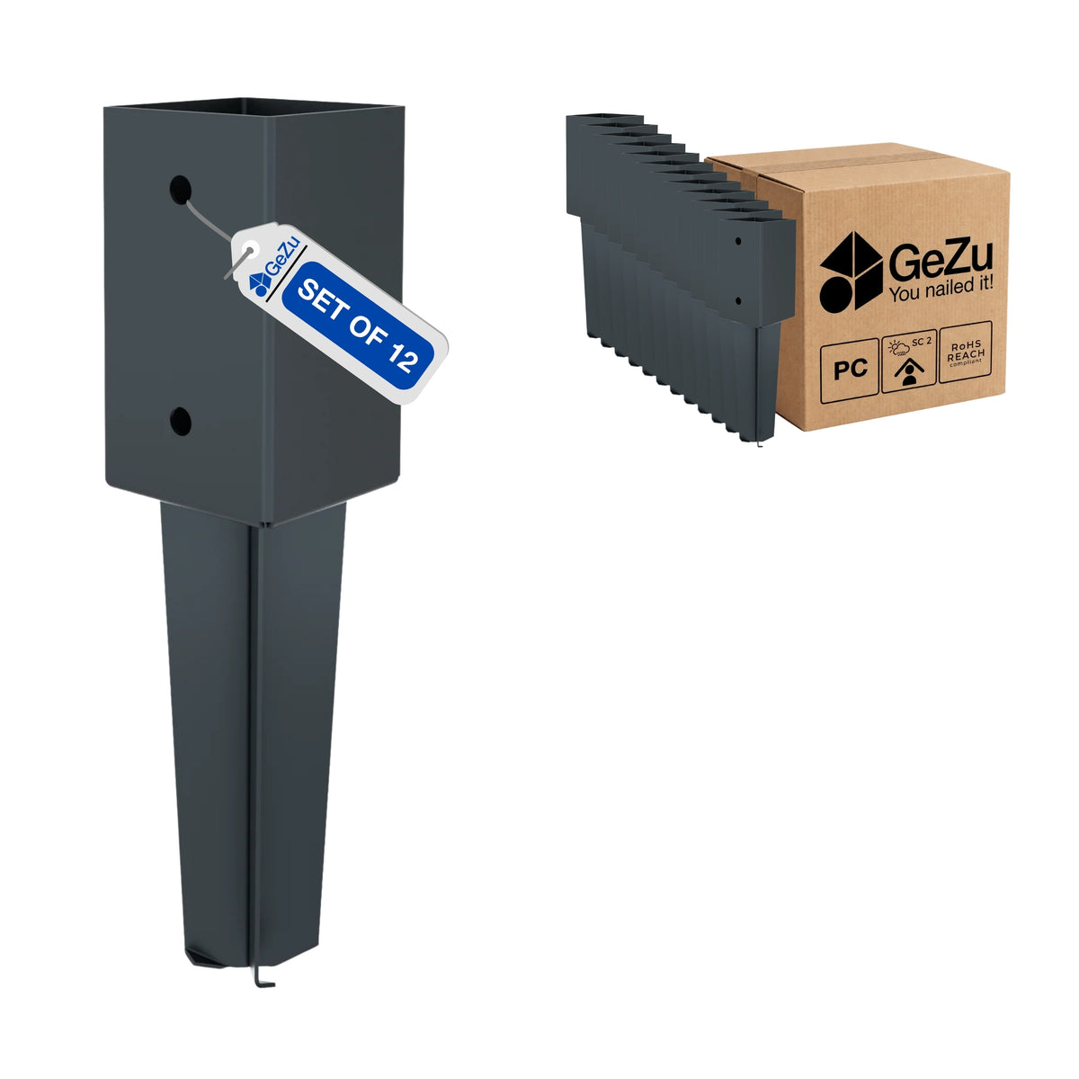 Fence post brackets for concrete - 71 x 71 x 350 mm - Gezu Impex