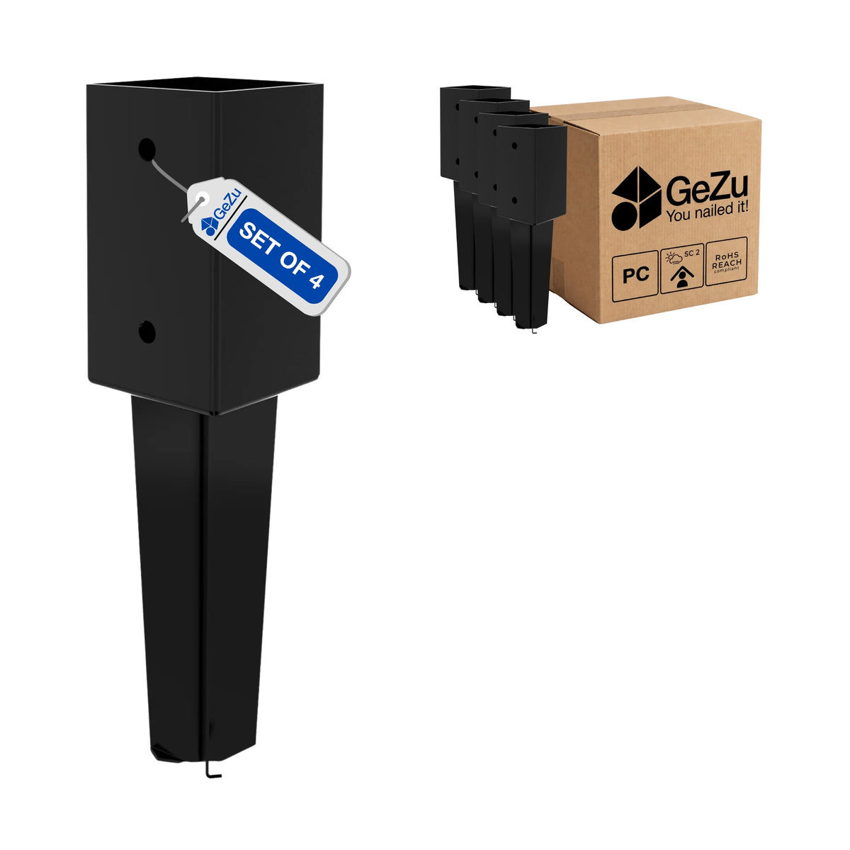 Fence post brackets for concrete - 71 x 71 x 350 mm - Gezu Impex