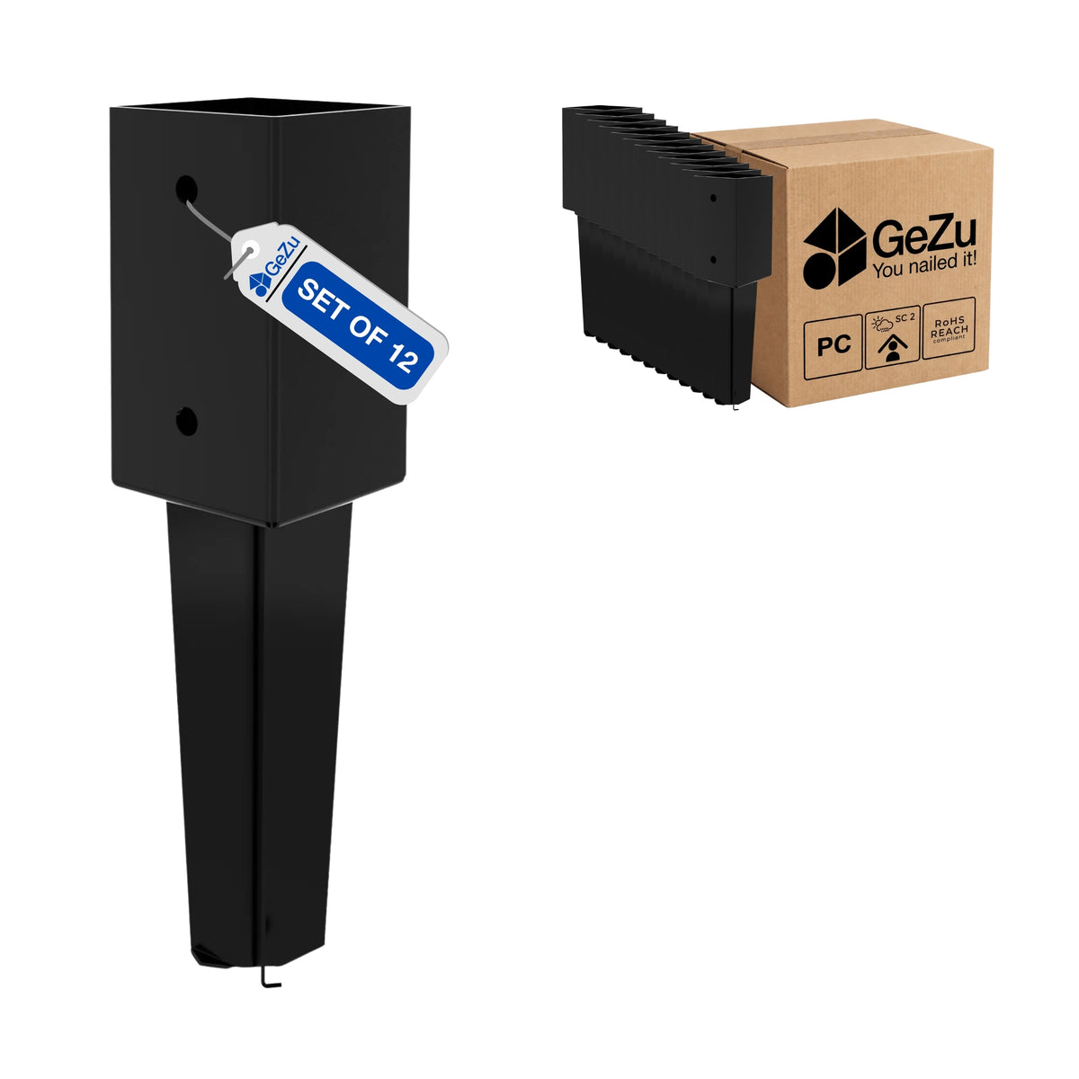 Fence post brackets for concrete - 71 x 71 x 350 mm - Gezu Impex