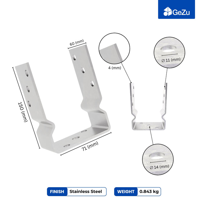 U Shaped Bracket with Bend | Fence Post Support