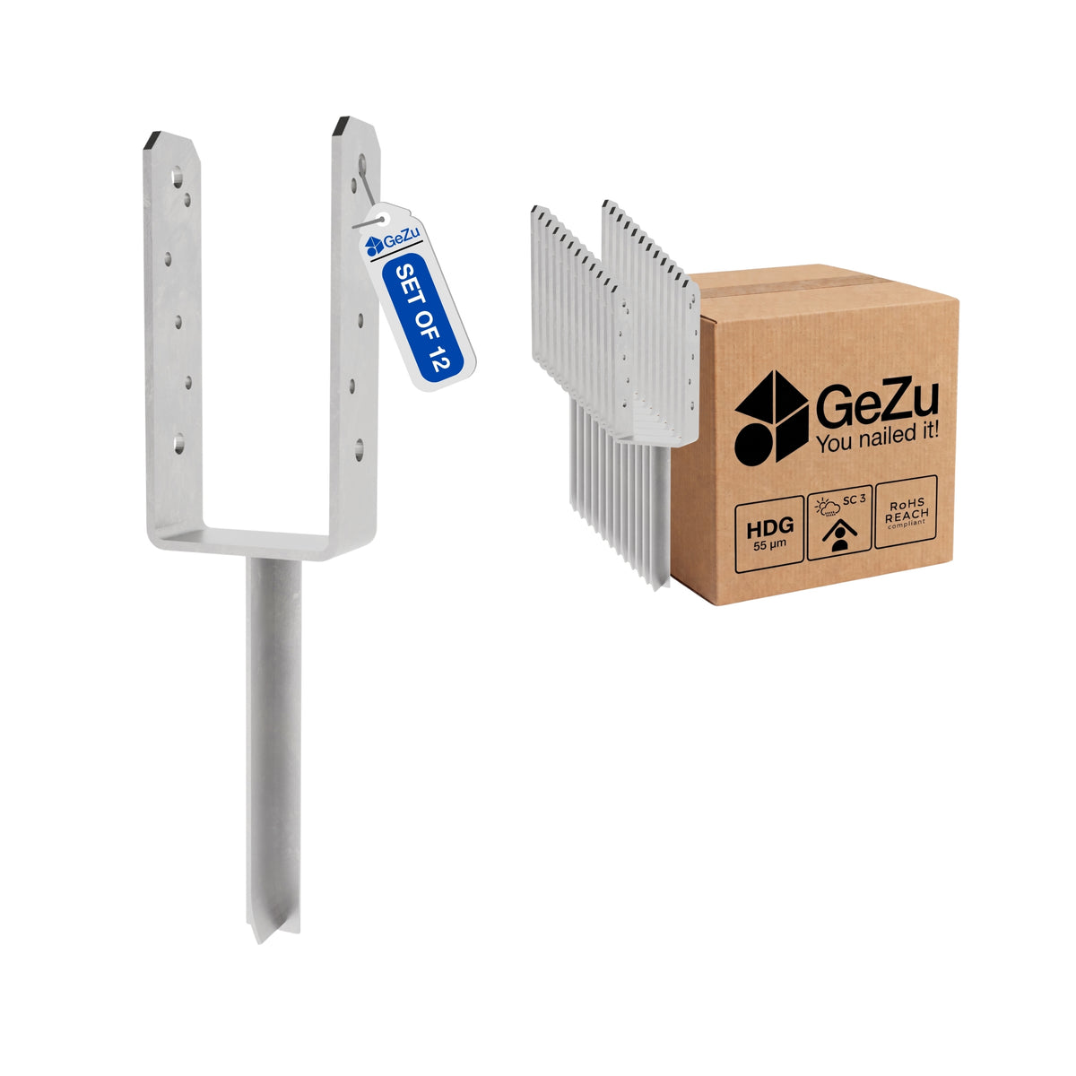 U shape fence post holder - 71 x 400 x 50 x 5 mm - Gezu Impex