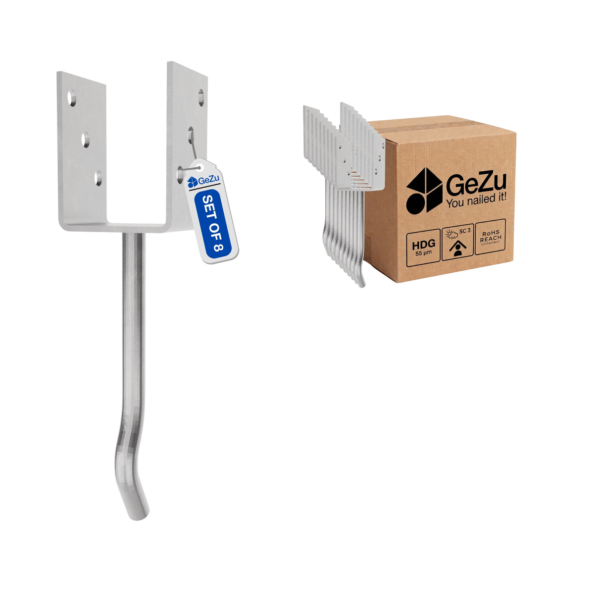 U shape fence post holder - 101 x 300 x 60 x 4 mm - Gezu Impex