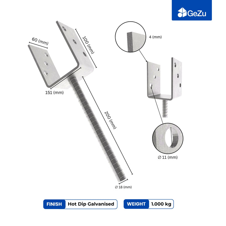 Concrete In U Shape Post Support | Fence Post Holder