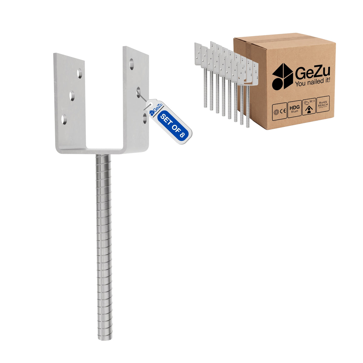 U shape post support holder - 101 x 300 x 60 x 4 mm - Gezu Impex