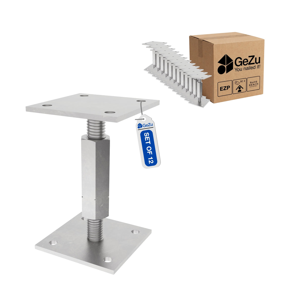 Adjustable post base - 70 x 70 mm - Gezu Impex