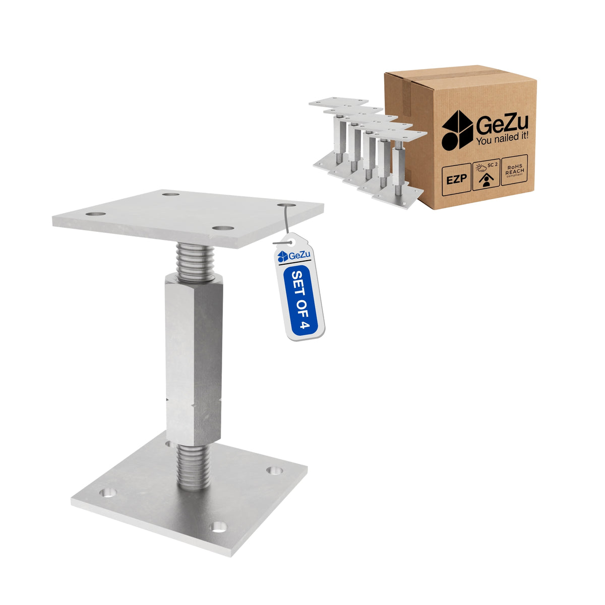 Adjustable post base - 70 x 70 mm - Gezu Impex