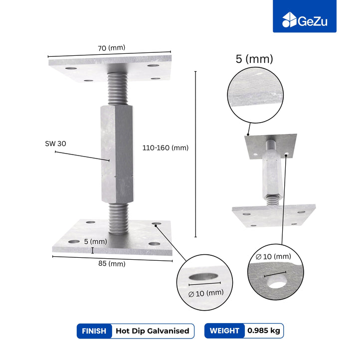 Bolt Down Elevated Adjustable Post Base Bundle