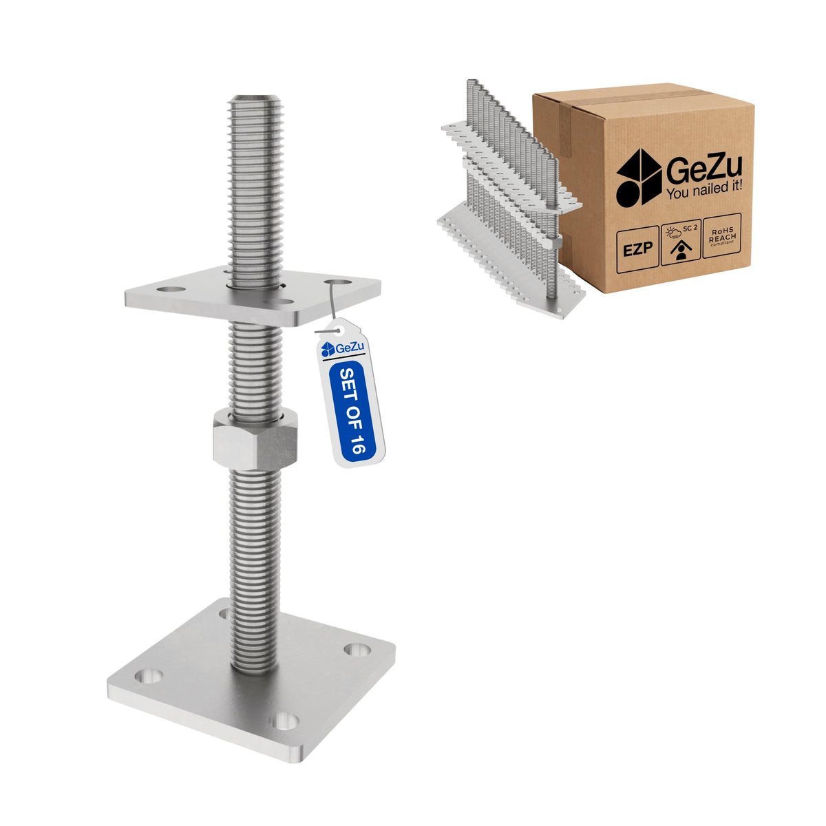 Adjustable height support post - 16-pack - Gezu Impex
