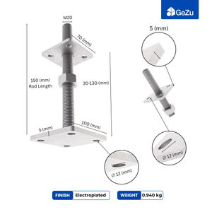 Height adjustable bolt down post support, hot dip galvanised - detail view 5