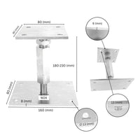 Adjustable post support with lock and long nut