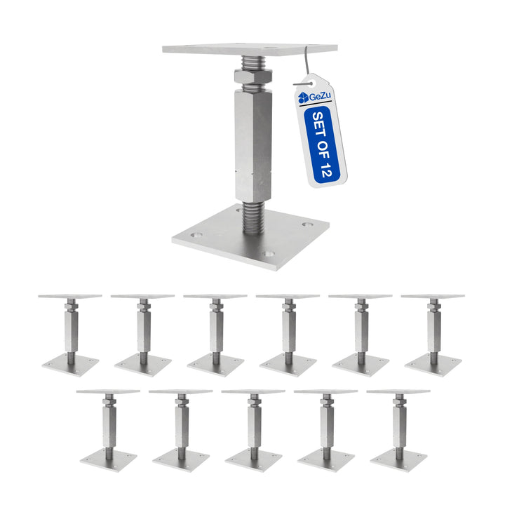 Bolt Down Elevated Adjustable Post Base With Nut Bundle