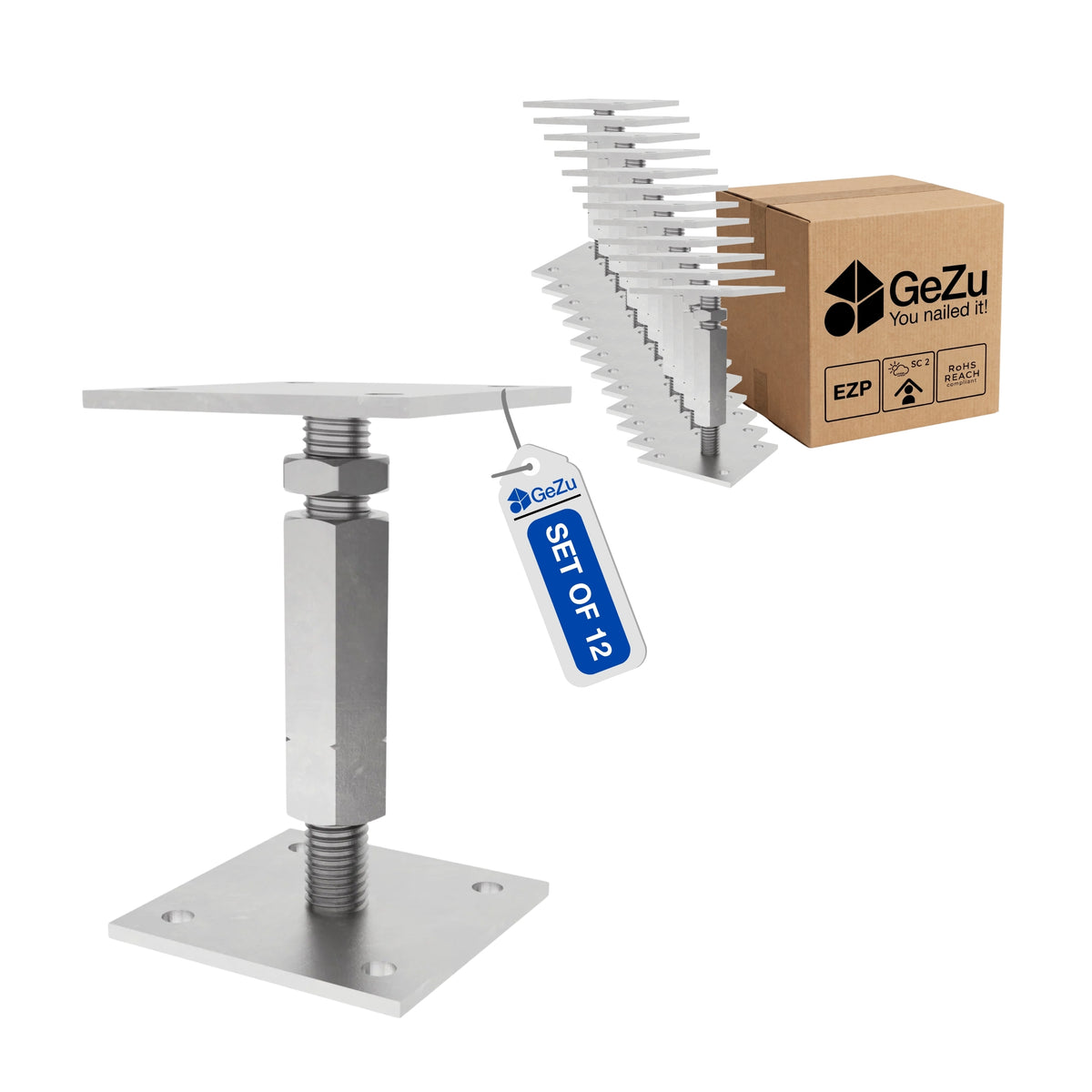 Adjustable post base - 100 x 100 mm - Gezu Impex