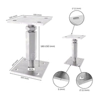 Adjustable post support with lock and long nut