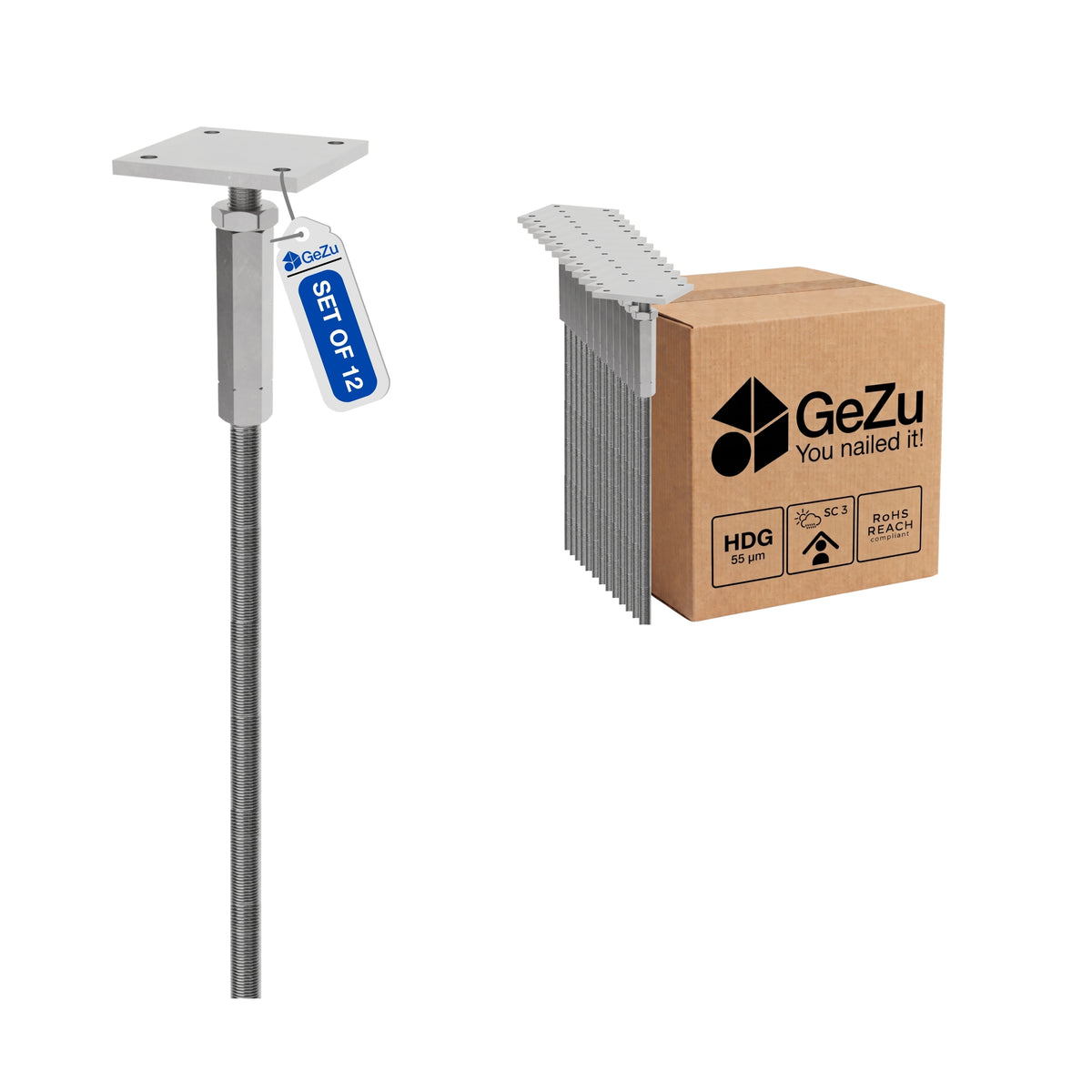 Concrete in adjustable post base - 80 x 80 mm - Gezu Impex