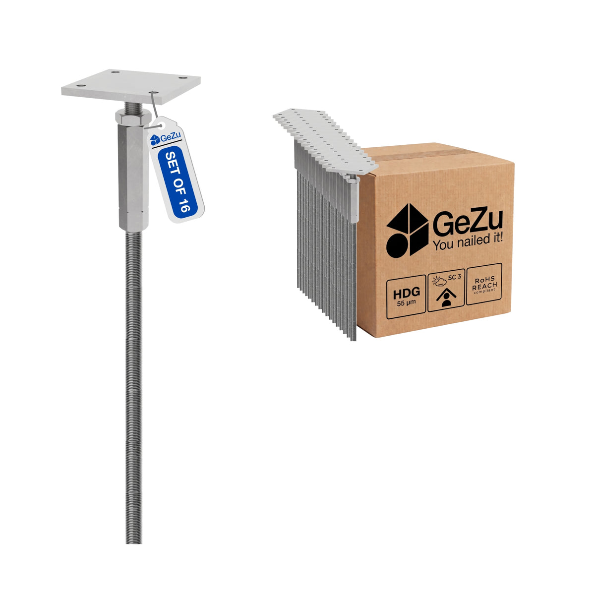 Concrete in adjustable post base - 80 x 80 mm - Gezu Impex