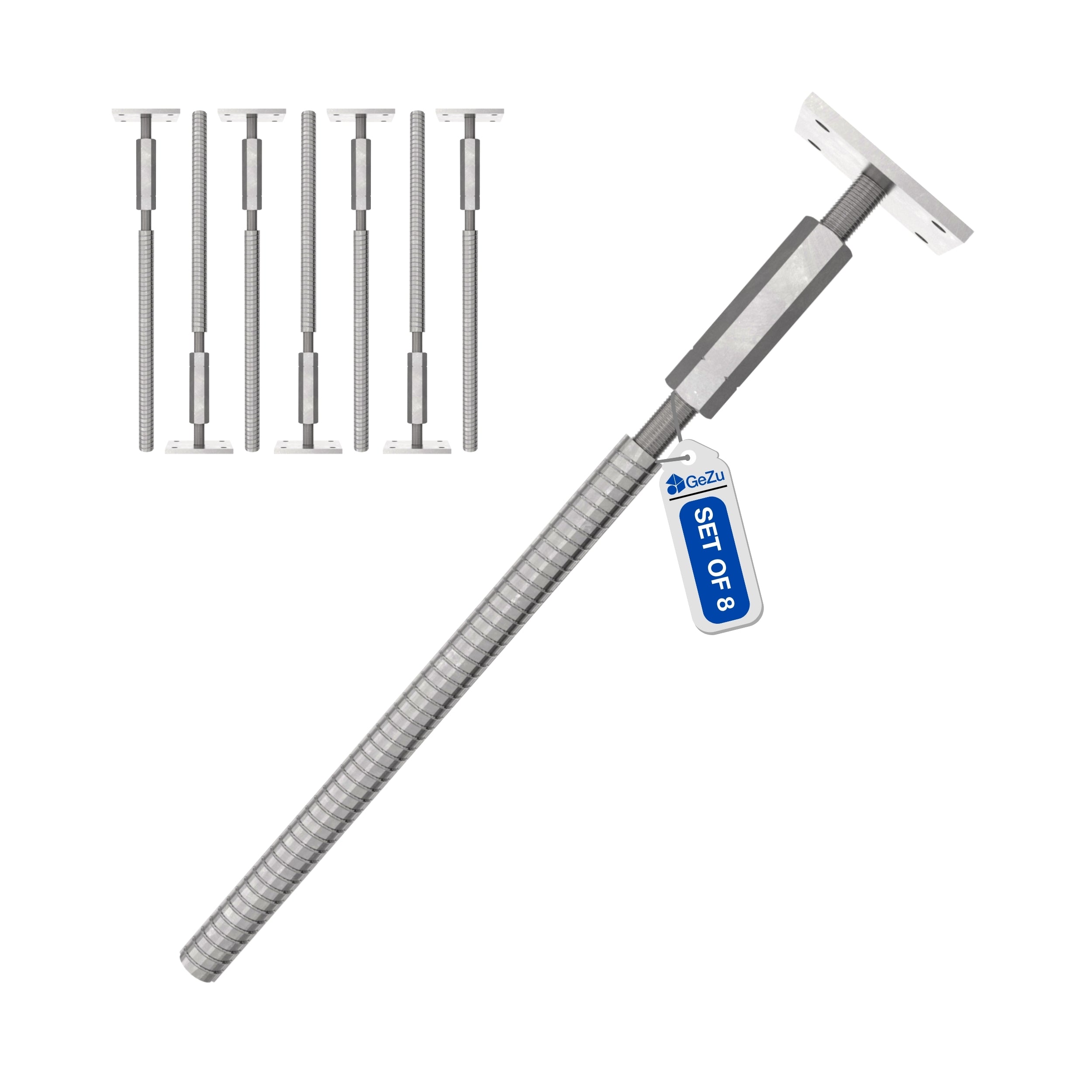 Adjustable T post support for concrete with lock and long nut Bundle