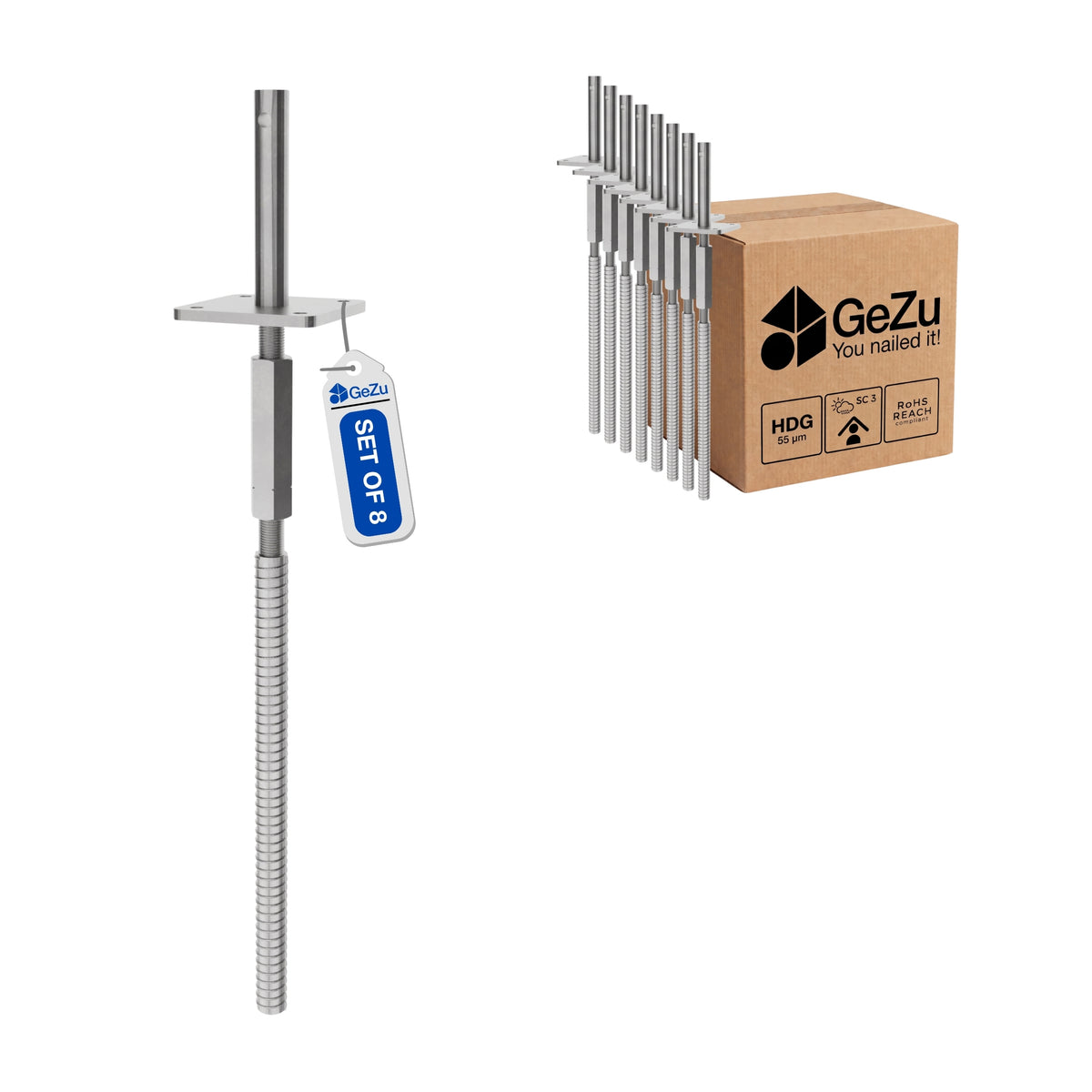Concrete in adjustable post base - 8-pack - Gezu Impex