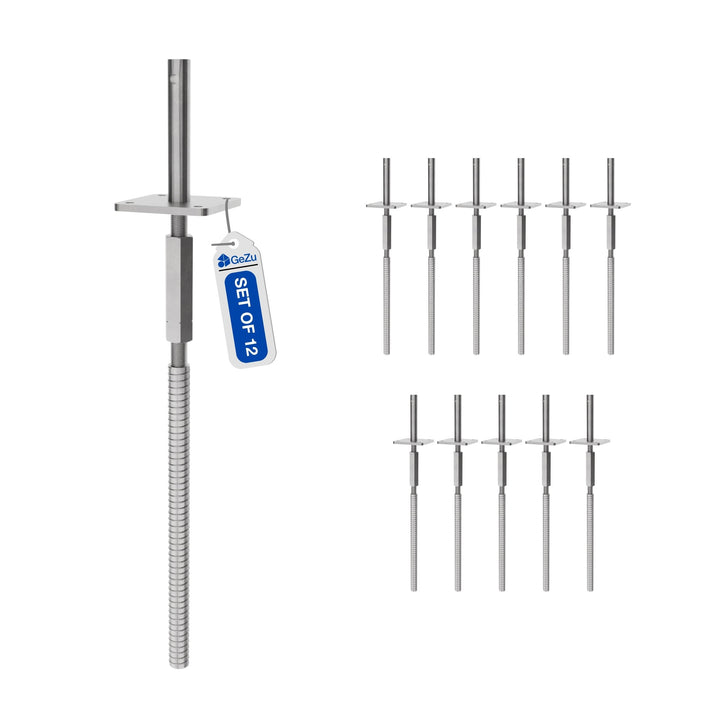 Adjustable T Post Support for Concrete with lock, long nut and lock pin Bundle