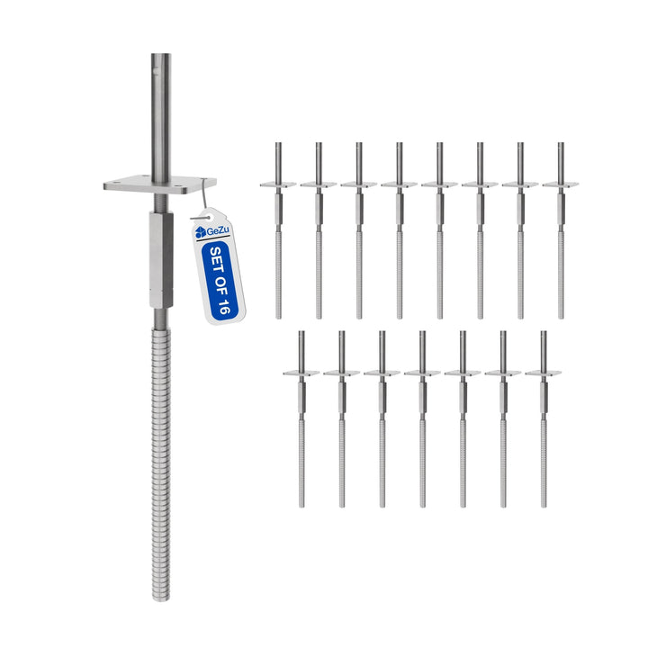 Adjustable T Post Support for Concrete with lock, long nut and lock pin Bundle