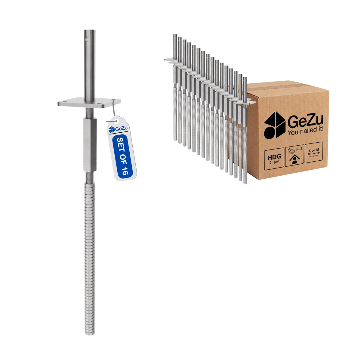 Concrete in adjustable post base - 16-pack - Gezu Impex