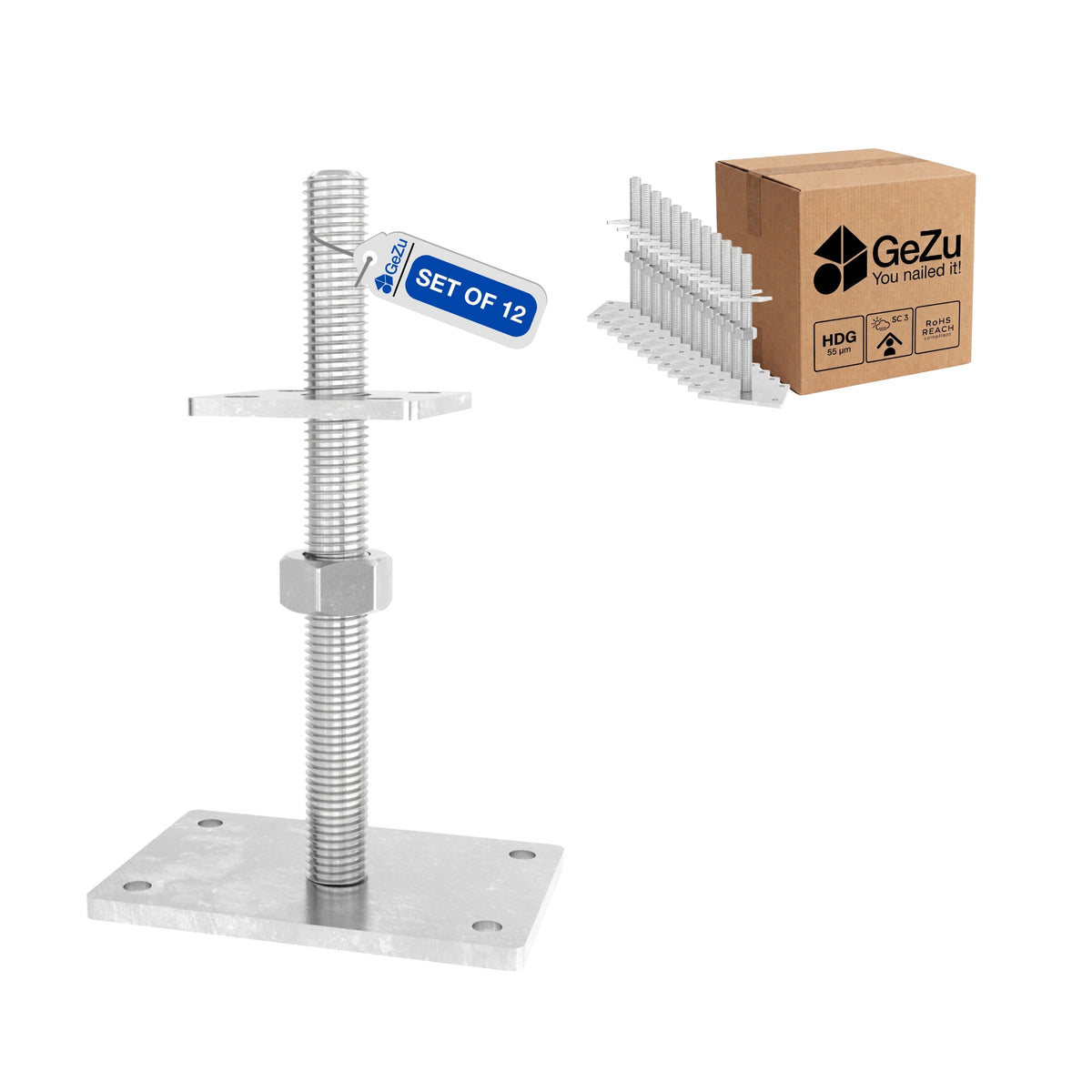 Adjustable height support post - 100 x 100 mm - Gezu Impex