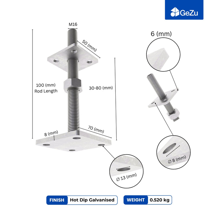 Height Adjustable Bolt Down Post Support | Post Base
