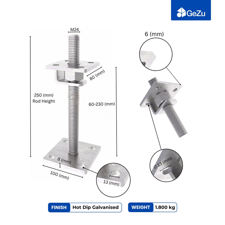 Height Adjustable Bolt Down Post Support | Adjustable Post Base