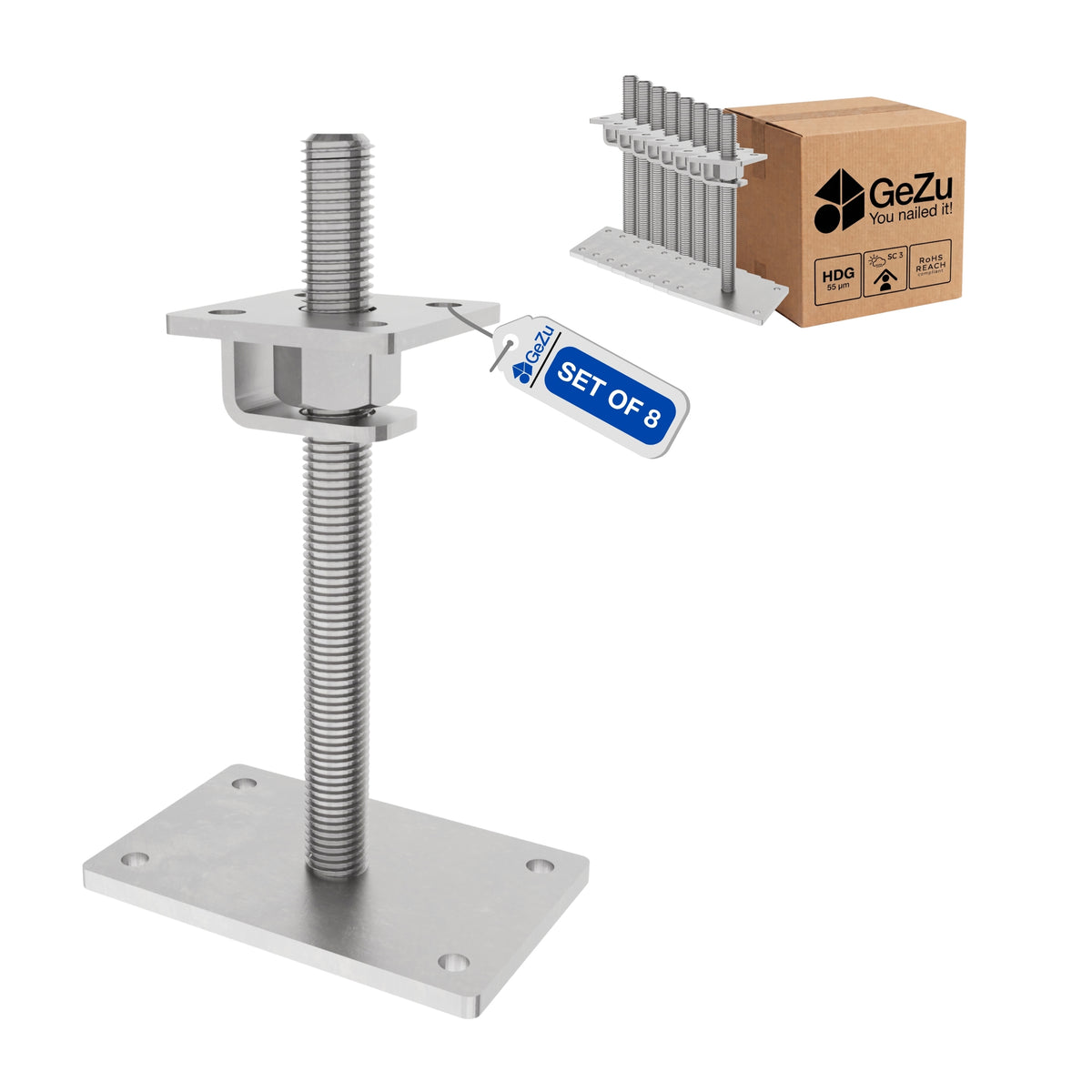 Adjustable height support post - 100 x 160 mm - Gezu Impex