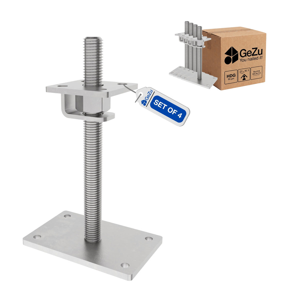 Adjustable height support post - 100 x 160 mm - Gezu Impex