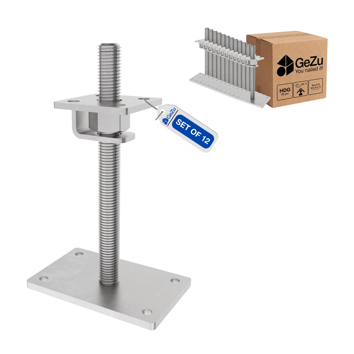 Adjustable height support post - 100 x 160 mm - Gezu Impex